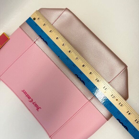 Juicy‎ Couture Pink Leather Tote Bag New Open Top Snap Closure Colorblock - Picture 8 of 9